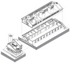 Exploded axonometric view of the Global Ecology Center, Stanford, California showing interior relationships